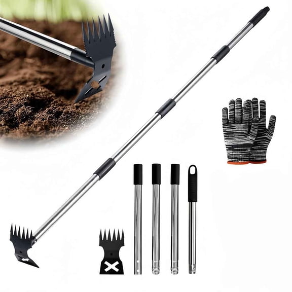 Weed Puller Tool with Long Handle, 2 in1 Claw Weeder Remover Tool Steel Head Weeder Tool for Yard, Lawn, Patio and Garden
