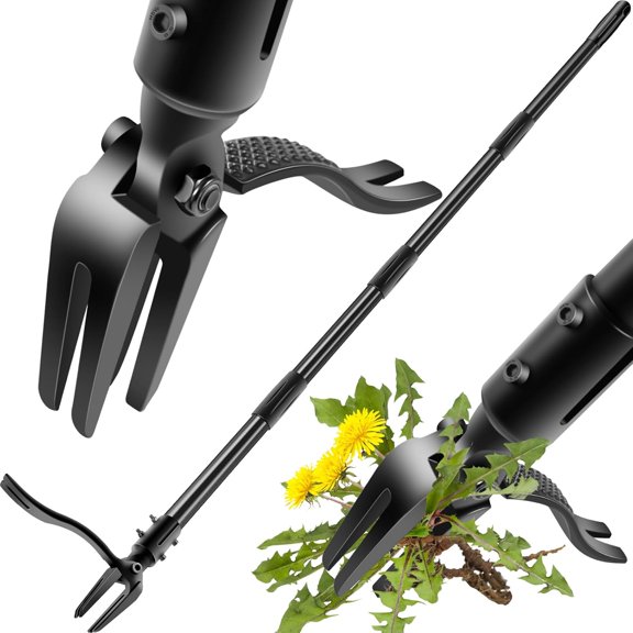 Weed-Puller-Tool-with-Long-Handle, 63" Adjustable Stand Up Weeding Tool with Heavy-Duty 4-Claw Weeder for Effortless Weeding Without Bending, Pulling, or Kneeling
