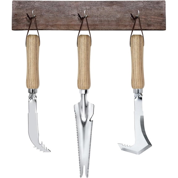 Weed Puller Tools Set, 3 Pack Hand Crack Weeder, Stainless Heat Treated Steel Weed Root Remover with Handle, Multi-Purpose Weeding Tools for Lawn Garden Patio & Yard