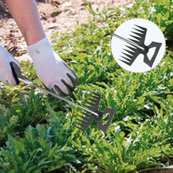 Weed Puller Tools Sharp Weeding Tool, Portable Garden Weeder Tool Uprooting Weeding Tool, 11 Teeth Hand Weeder for Vegetable Gardening Backyard Farm Planting & Weeding