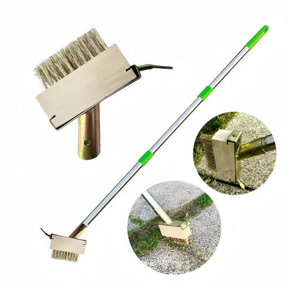 Weed Remover Manual Crevice Weeding Brush Long Handle, Crack Weeder, Stainless Steel Moss Removal Puller for Cleaning Block Paving Grout Deck Paver Patio Walkway Driveway-49inch
