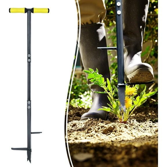 Weed Remover Tool 39, Weed Puller Root Remover with Thick Steel Claw, Long Handled Weeding Tool with Easy Foot Ejector, Stand Up Garden Weeder Tool for Lawn Grass Dandelion Removal$$Garden & Patio