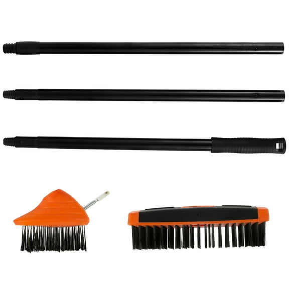 Weed Remover Tool Brush Garden Grass Rooting Gardening Loose Soil Adjustable Handle Wire Brush 2 Brush Head