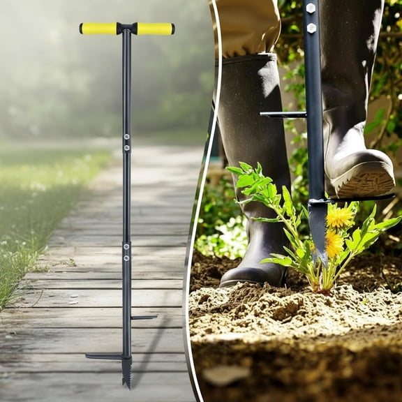 Weed Remover Tool, Weed Puller Root Remover with Thick Steel Claw, Long Handled Weeding Tool with Easy Foot Ejector, Stand Up Garden Weeder for Lawn Grass Dandelion Removal