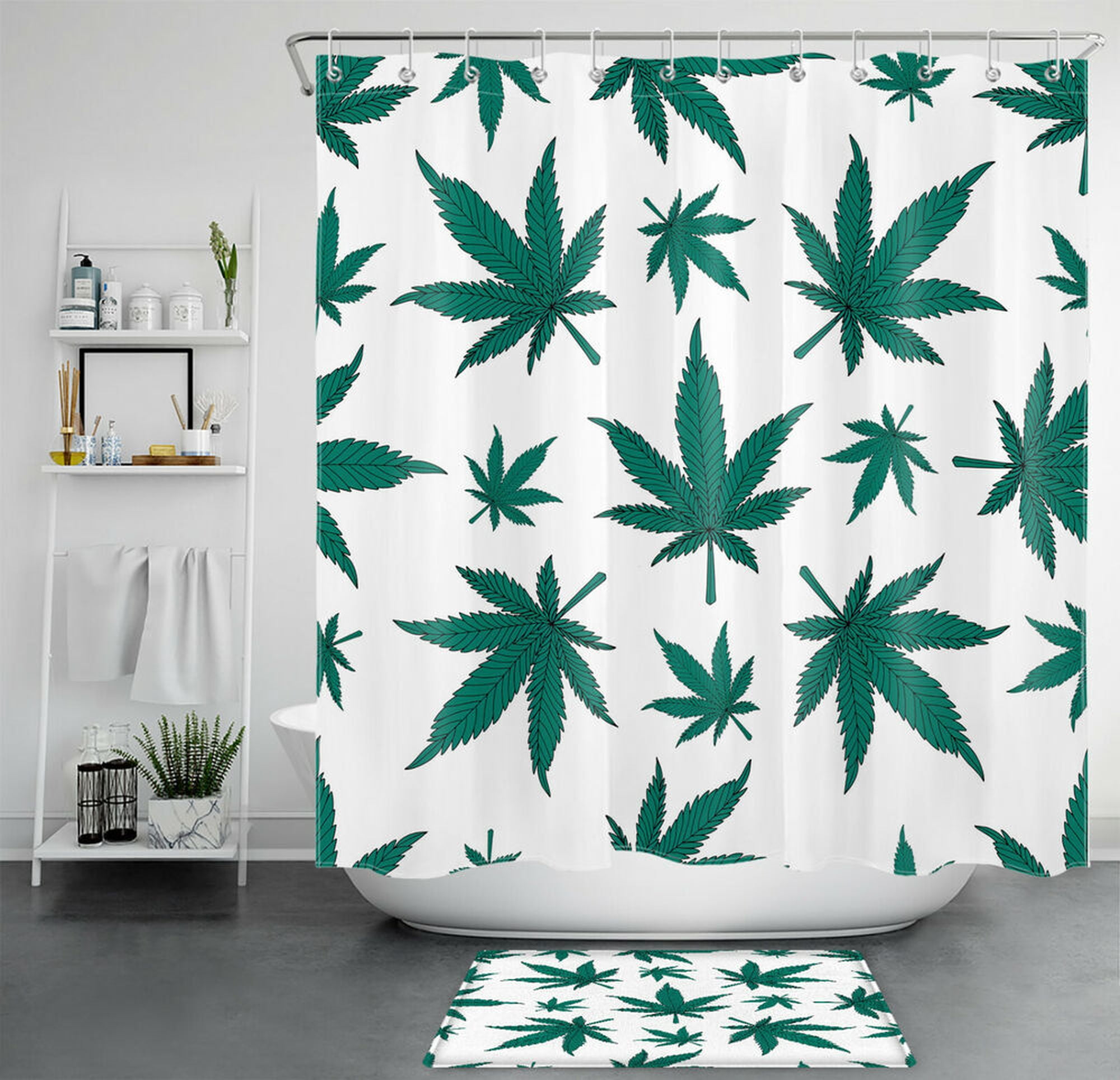 Weed Up Your Bathroom Marijuana Leaf Shower Curtain and Accessory Set