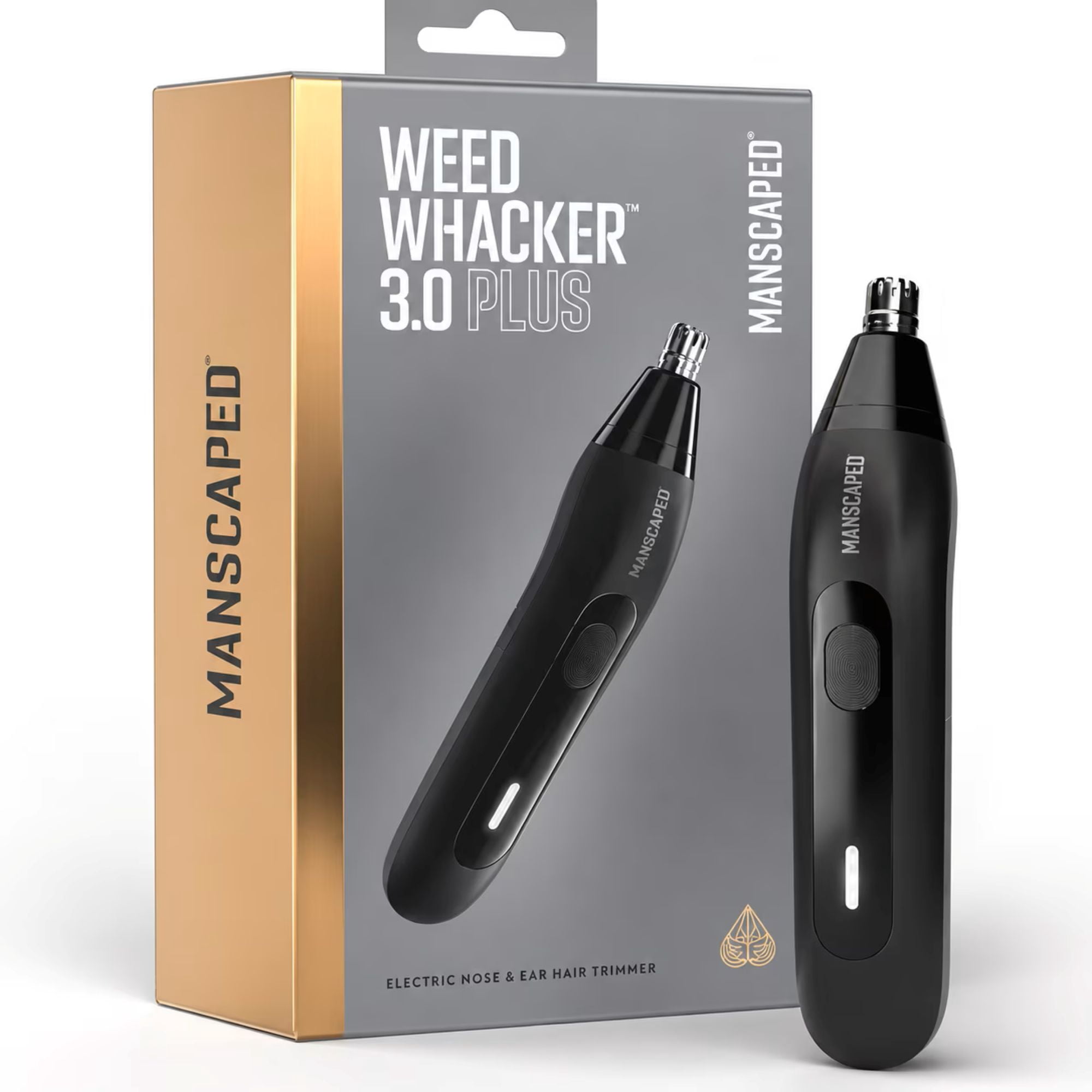 MANSCAPED&reg; Weed Whacker&reg; 3.0 Plus Electric Nose and Ear Trimmer for Mens Grooming with SkinSafe&reg; Dual-Edge Rotary Blade, Black