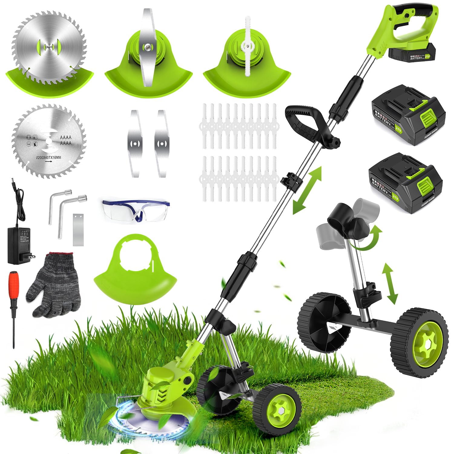 Weed Wacker Cordless Electric String Trimmer \u0026 Edger, Fovendi 6 inch 3-in-1 Weed Eater Kit with Upgraded Wheels