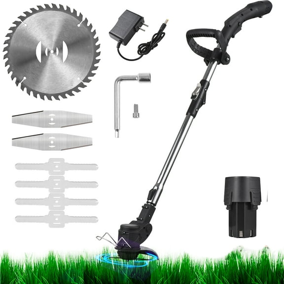 Weed Wacker Cordless Weed Eater, 12V Edger Lawn Tool Adjustable Height Metal Cutting Blade Lawn Edger for Garden Yard Lawn Trimming/Pruning
