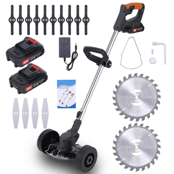 Weed Wacker, Cordless Weeder Battery Powered 88V Electric Weed Eater Edging Lawn Tool, Battery Powered Weeder Brush with 3 Types Blades