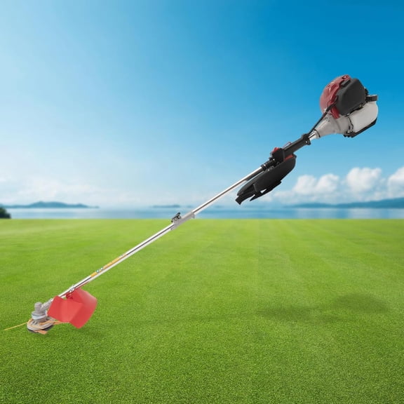 Weed Wacker Gas Powered, 4-Stroke 35.88CC Single-Cylinder Weed Eater Gas Powered with 2 Blade Heads, Handle & Shoulder Strap Included, 0.75KW Air-Cooled Gas Weed Wacker for Agriculture