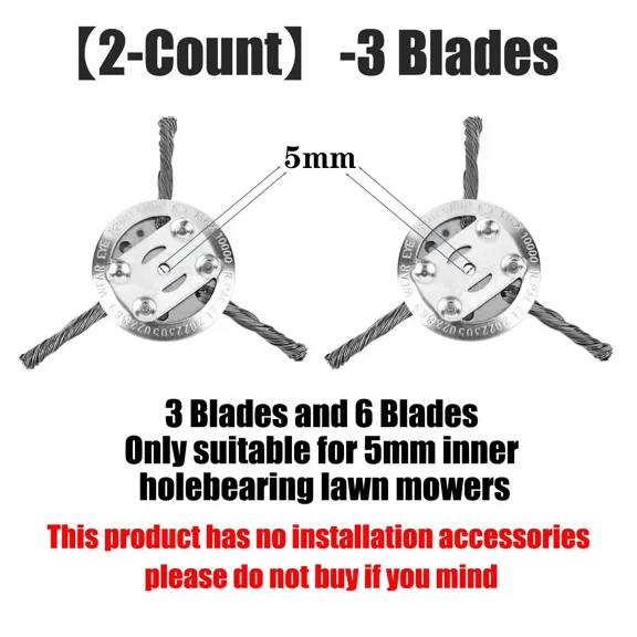 Steel Wire Trimmer Head Replacement for Weed Wacker, Heavy Duty Weed Brush Cutter Attachment for Electric & Cordless String Trimmers, Ideal for Grass, Moss & Rust Removal