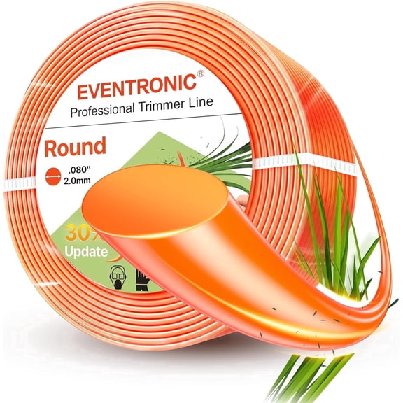 Weed Wacker String 0.080" x 445ft Weed String Trimmer Line Heavy Duty Weed Eater String for Universal Replacement, Orange Round Nylon Trimmer Line Universal Fits Medium & Heavy Grass & Weed