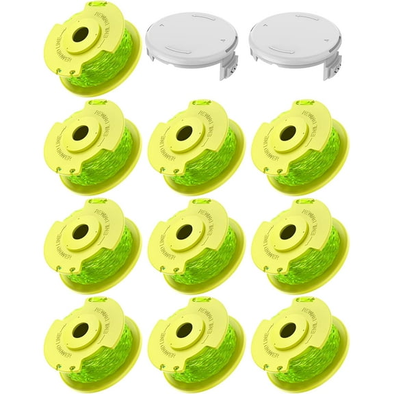 Weed Wacker String Compatible With Ryobi One Plus AC80RL3, 0.08'' String Trimmer Line,Weed Eater String Compatible With Ryobi 18V, 24V, 40V Trimmers(10 Replacement Spool, 2 Trimmer Cap Cover)