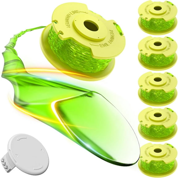 Weed Wacker String Compatible with Ryobi One Plus+ AC80RL3, 0.08'' String Trimmer Refill Line,Weed Eater String Compatible with Ryobi 18V, 24V, 40V Trimmers(6 Replacement Spools, 1 Trimmer Cap)