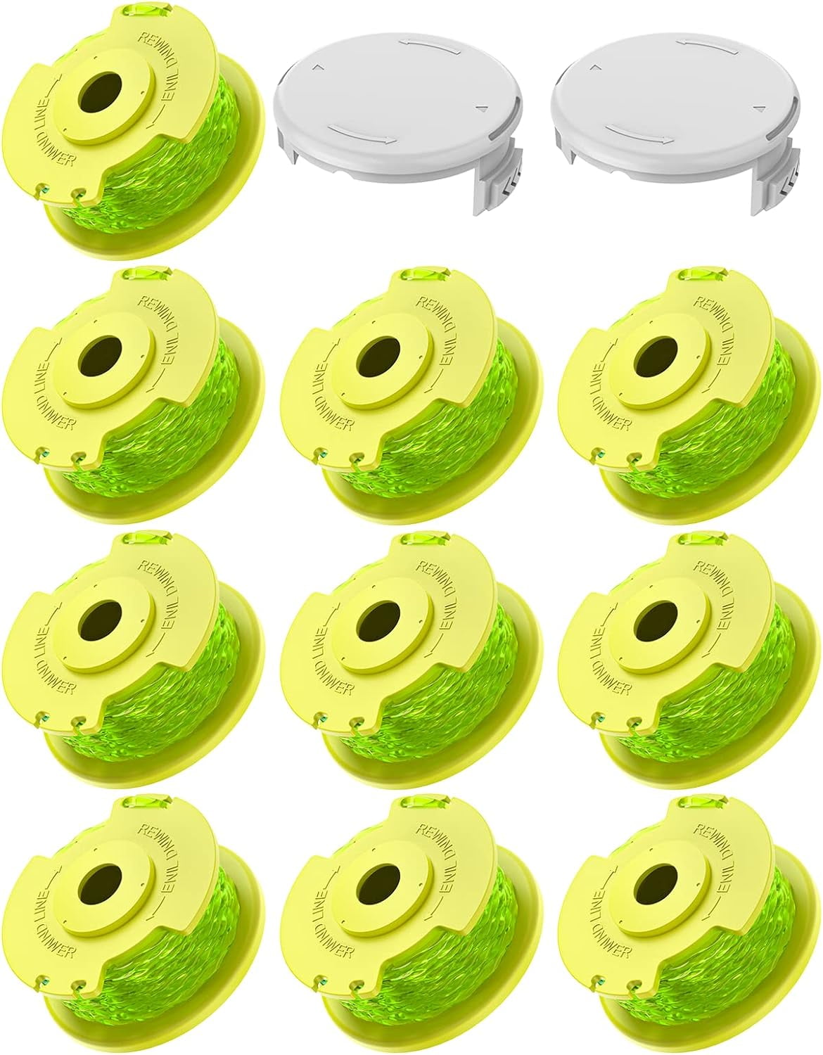 Ersatz-Trimmerspulenschnur Für Ryobi – 0,2 Cm Durchmesser, Kompatibel Mit One Plus 18V, 24V, 40V Unkrautfressern, 8 Spulen + 2 Kappen