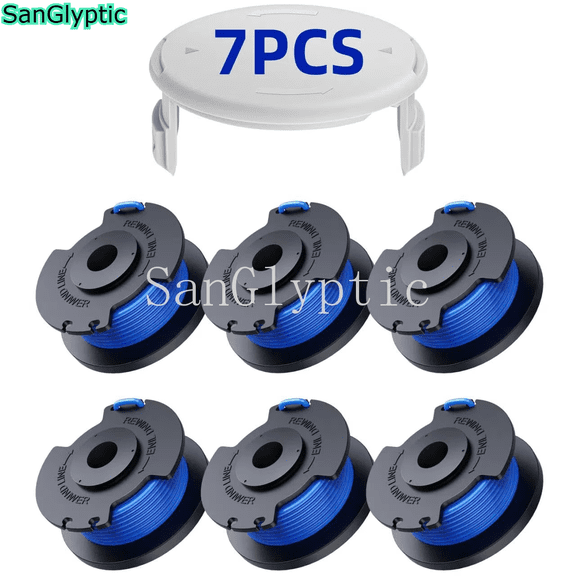 AC14RL3A String Trimmer Spool for Ryobi Weed Wacker String, 11ft 0.065" String Trimmer Line for Ryobi Weed Eater String 18v 24V 40V (6 Spools+1 Cap)