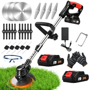 Ktinnead Electric Weed Wacker Cordless,Weed Eater Battery Powered,Cordless String Trimmer with Fast Charger ,Grass Cutter Machine with 4 Replacement Spools, Edger Lawn Tool, Black