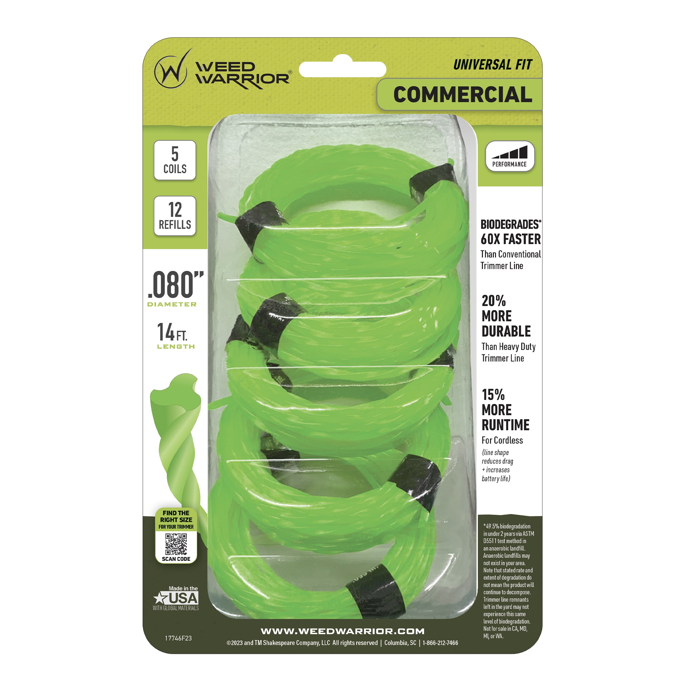 Weed Warrior .080 in. x 14 ft. Commercial Biodegradable Trimmer Line Coils - 5 Count