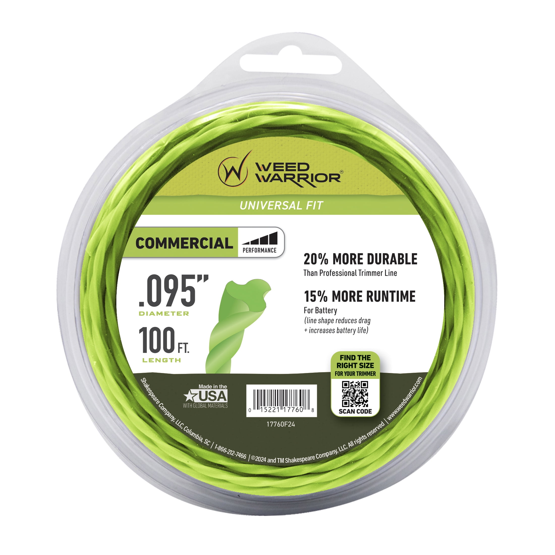 Weed Warrior .095 in, x 100 ft. Commercial Trimmer Line