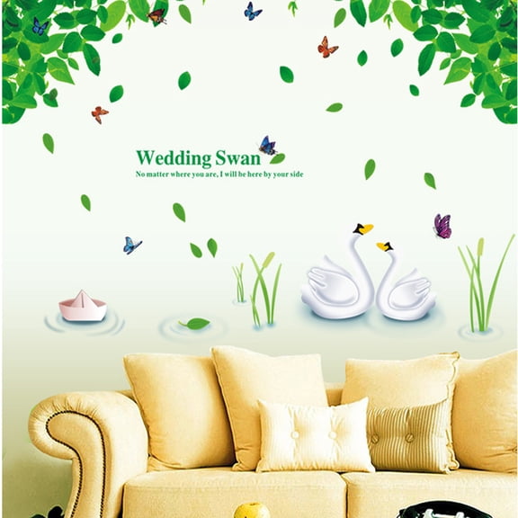 Weedding Swan Wall Decal DIY PVC Transparent Film for kindergarten Living Room Children's Room TV Sofa Background Wall Art Decors