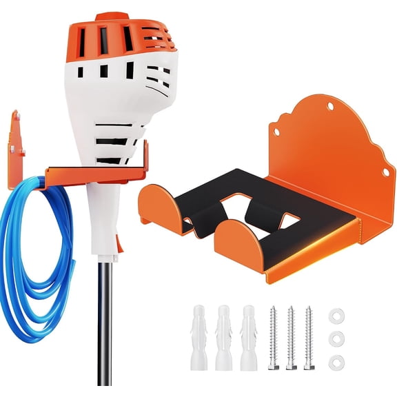 Weedeater Hanger,1 Pack Heavy Duty Metal Weed Eater Hanger, Trimmer Rack Wall Mount Holds up to 120 LBS,Garage Organizer Hanger,Garden Tool Rack for Hedge Trimmer Leaf Blower and (1, Orange)