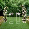 thumbnail image 1 of Weeding Arch Backdrop Stand Set, 6.6FT x 6.6FT Wedding Arches Metal Rectangular Balloon Arch Stand with Flower Stand for Wedding, Birthday, Baby Shower, Anniversary Decoration, 1 of 8