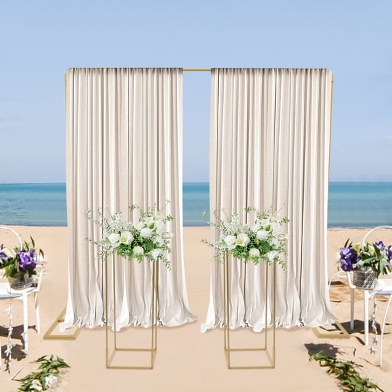 Weeding Arch Backdrop Stand Set, 6.6FT x 6.6FT Wedding Arches Metal Rectangular Balloon Arch Stand with Flower Stand for Wedding, Birthday, Baby Shower, Anniversary Decoration