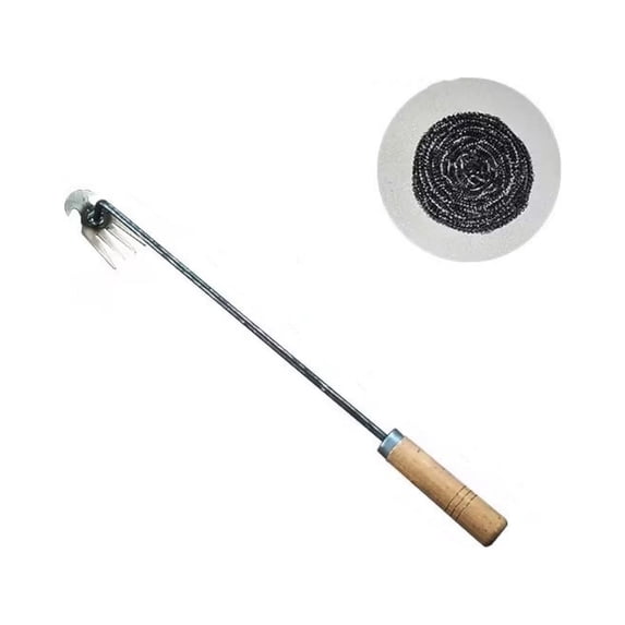 Weeding Artifact Uprooting Weeding Tool, Garden Weeding Tools Hand Weeder Tool, Stainless Steel Weed Puller 4 Teethes Dual Purpose Weeder(Wooden Handle, 19.6 in)