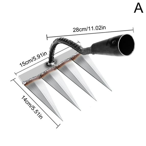 Weeding Hoe Rake 4/5/6/7 Tooth Farm Tool Weeding Scarifier Artifact Agricultural Nail Harrow Metal Gardening Weeding Tools (4 teeth)