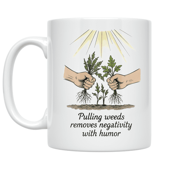 Weeding Negativity Design - Mindfulness Enthusiast - 11 oz Ceramic Coffee Mug