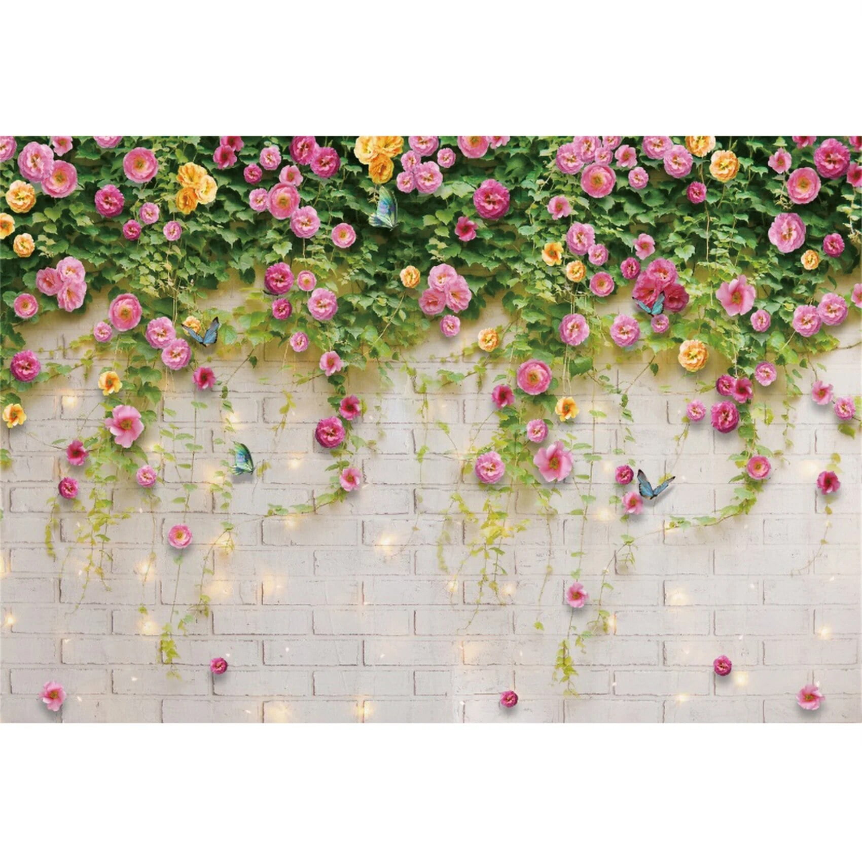 Weeding Photography Backdrop Glitter Brick Wall Flower Birthday Party Decor Photocall Background