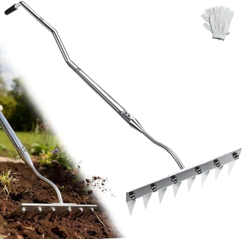 Weeding Rake w 45’’ Ergonomic Curved Handle, 2026 Upgraded 8 Teeth ...