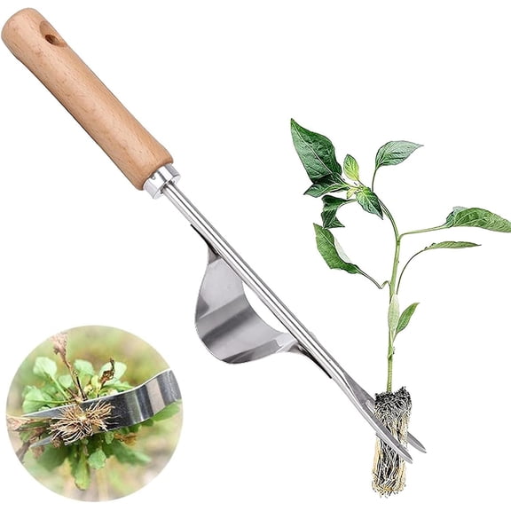 Weeding & Transplanting Tool, Heavy Duty Stainless Steel with Ergonomic Handle, Labor-Saving Design for Deep Root Extraction & Efficient Lawn Care