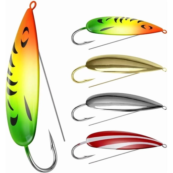 Weedless Spoon Fishing Lures for Saltwater, Minnow Fishing Spoon Hard Bait for Redfish Bass Tourt Northern Pike, 4PCS