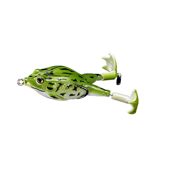Weedless Topwater Frog Lure with Propeller Legs and 3D Eyes for Bass Pike and Catfish Fishing Green