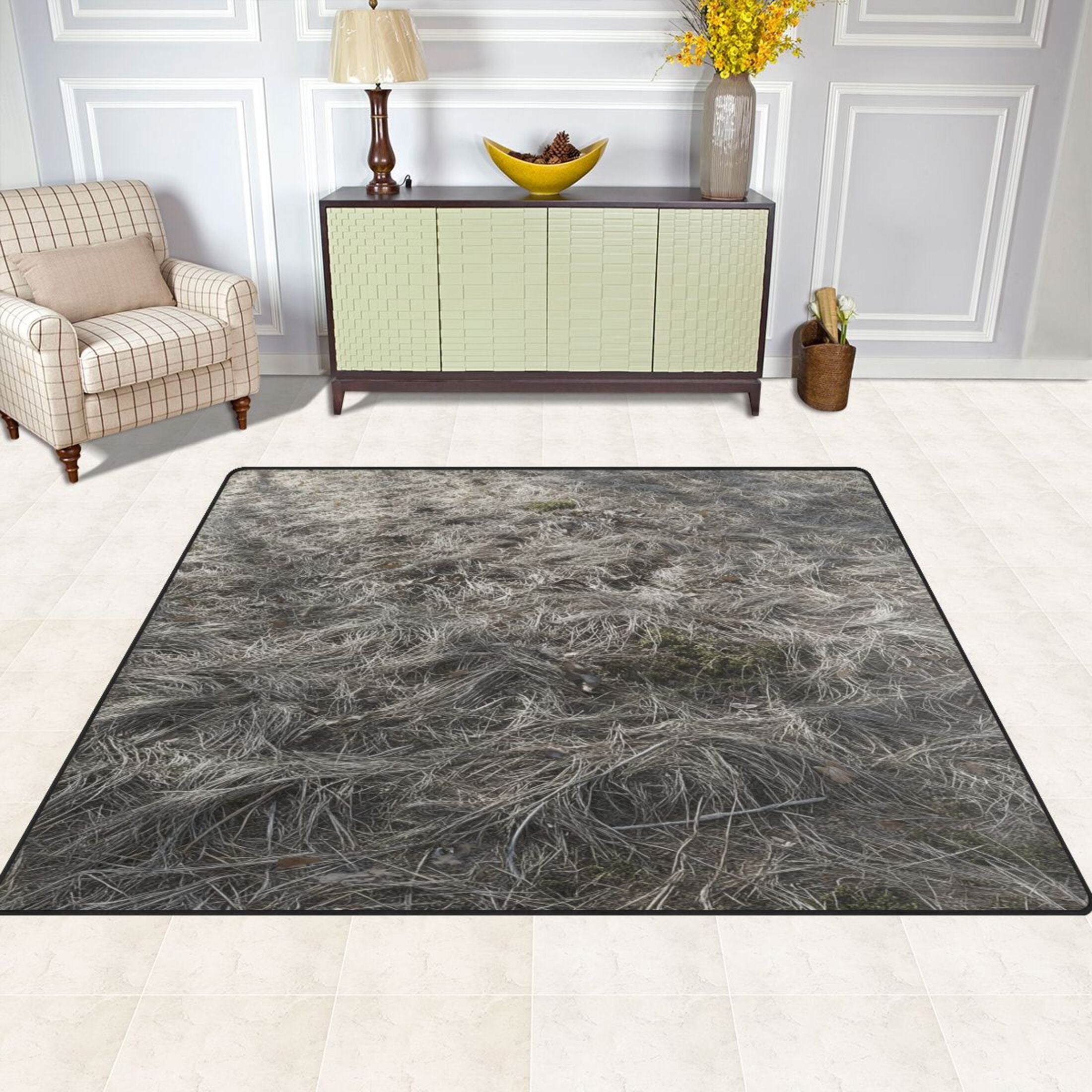 Weeds 63''x48'' Plush Memory Foam Bath Mat, Soft, Absorbent, Non Slip, Durable