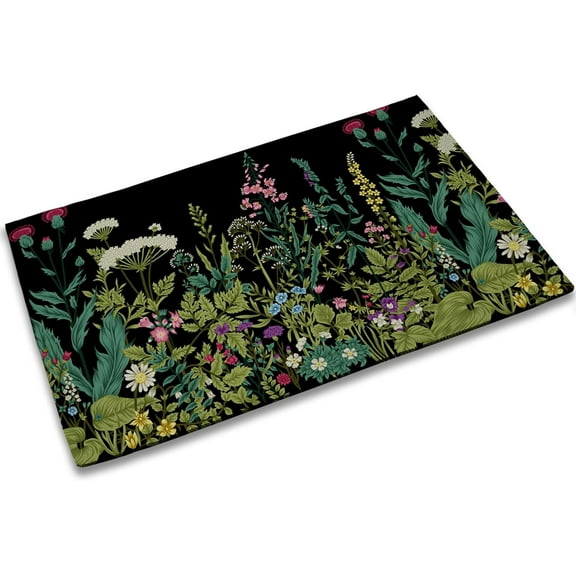 Weeds Entrance Door Mat,Herbs and Wild Flowers Spring Decor Welcome Doormat,Non-Slip Carpet Rugs Floor Mat Decorative for Home/Bathroom/Kitchen/Indoor 17"x30"