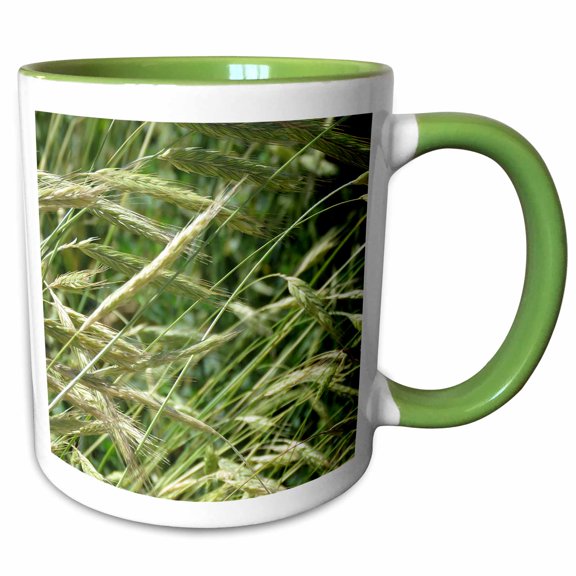 3drose, Weeds Growing and Shot up Close in the Wind on Green, 11oz Two-tone Green Mug