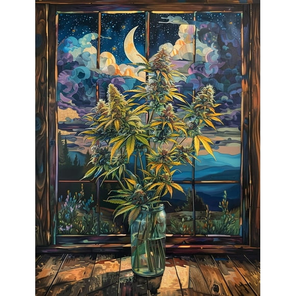 Weeds in Front of The Window 300 Pieces Puzzle for Adults Educational Intellectual Jigsaw Puzzle,Beautiful Plants Fantasy Puzzles for Adults Fun Game