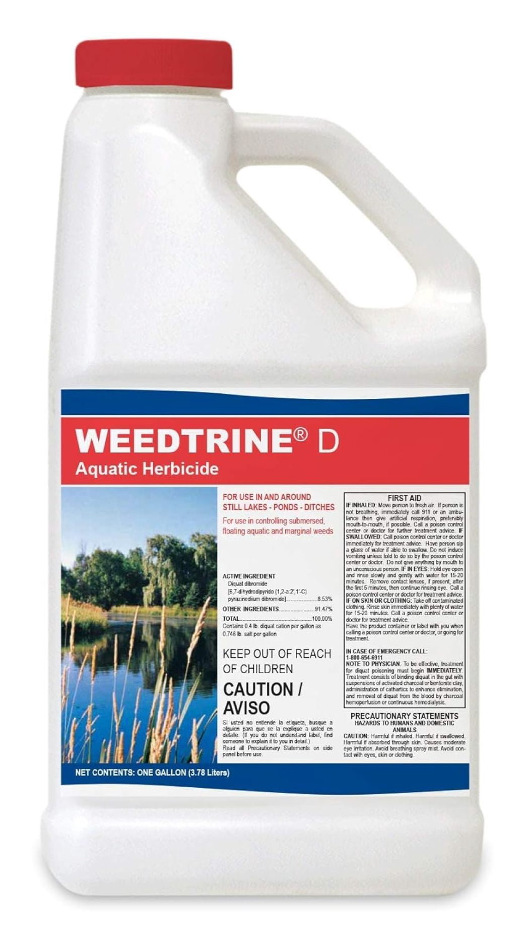 Weedtrine D Aquatic Herbicide 1 Gallon Spray for Fast, Broad-Spectrum Control of Duckweed, Floating, Submersed & Emergent Weeds, Professional-Grade, Easy to Use, Diquat Active