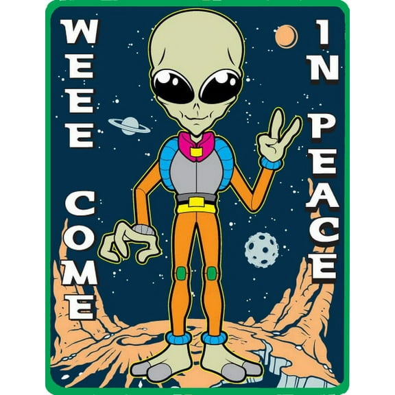 Weee Come In Peace - Large - 4.5" x 6" - Rectangle Vinyl Sticker