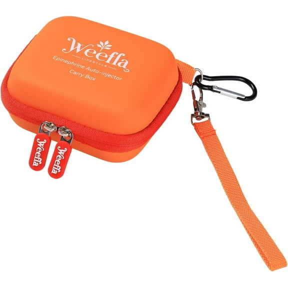Weefla Empty Hard-Shell Carry Box for Auvi Q, Travel Carrying Case Holder for 2 Pack Auvi Q Type Epi Pens, High-Visibility, Splash Resistant, Compact Size for Allergy Sufferers (Red)