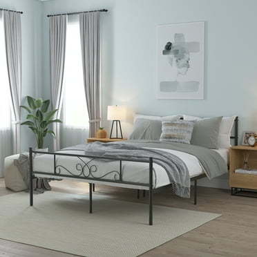 Weehom Full Size Metal Bed Frame with Headboard and Footboard Mattress Foundation Support Platform Bed, Black