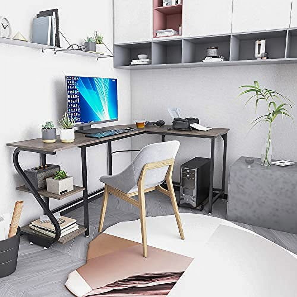 Weehom Reversible L Shaped Desk with Shelves Large Corner Computer ...