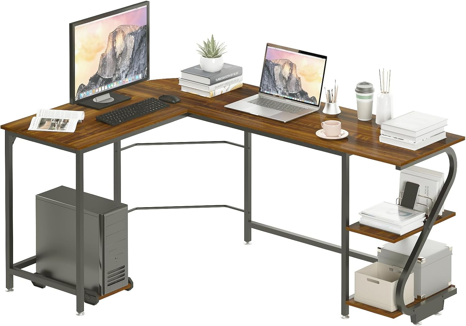Weehom Reversible L-Shaped Desk with Shelves Large Corner Gaming ...