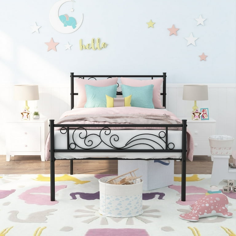 Weehom Twin Size Metal Bed Frame with Headboard, Footboard, Heavy