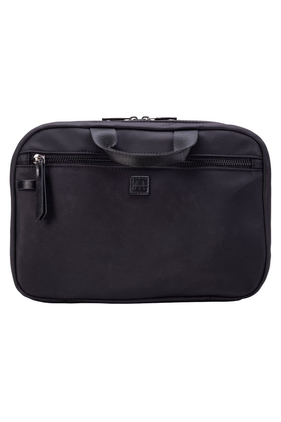 The All Week Kit from Merzon Travel, Hanging Toiletry Bag with Multi Compartment Storage, Large Travel Toiletry Organizer with Hook, Made from Sturdy Water Resistant Nylon, HNG-733-BLK, Black