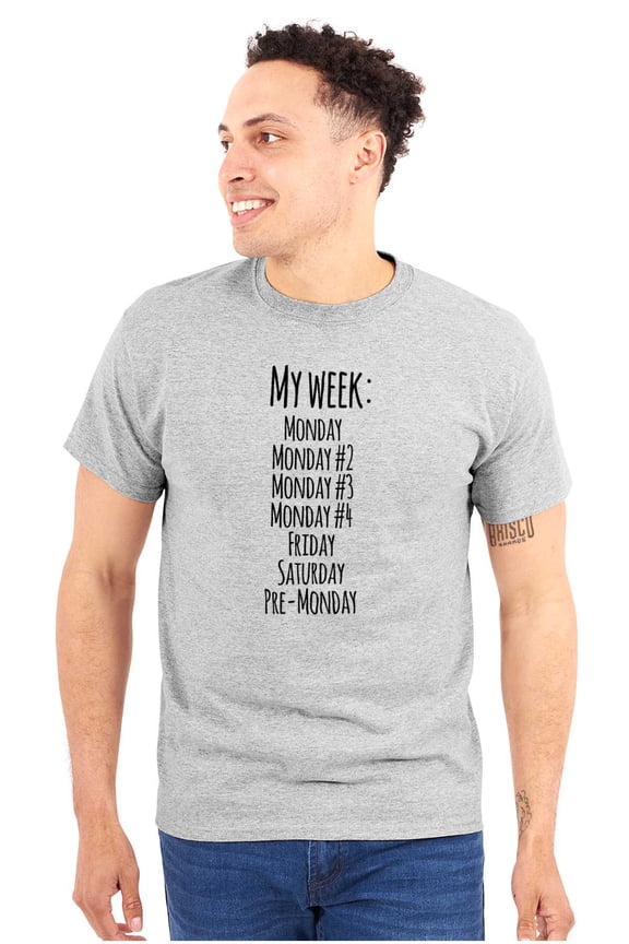 Week Monday Friday Saturday Routine Plus Size Crewneck Graphic Tee Shirt Brisco Brands 2X