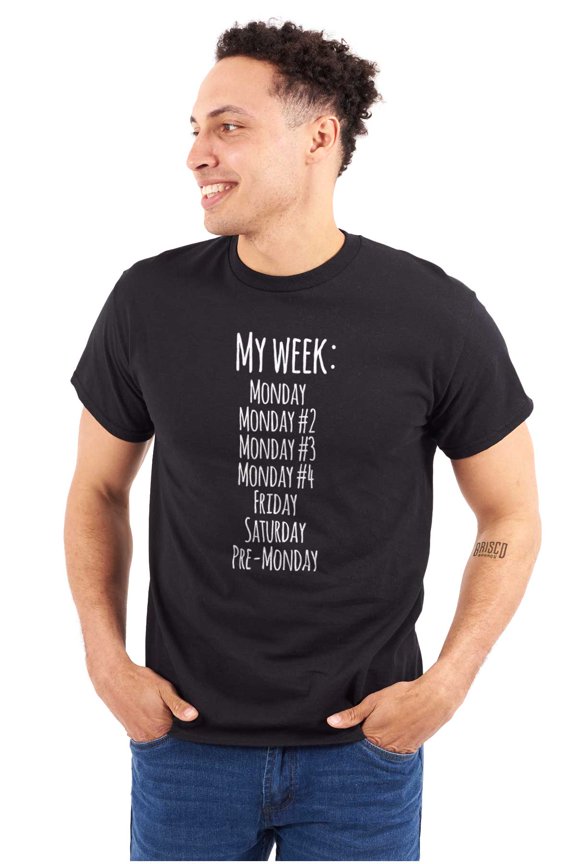 Week Monday Friday Saturday Routine Plus Size Crewneck Graphic Tee Shirt Brisco Brands 3X