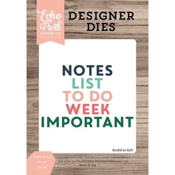 Week Notes Word Large Die Set